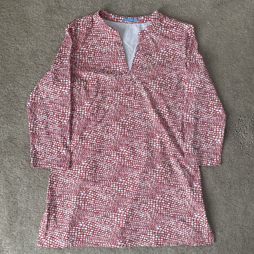 J. McLaughlin Top Womens Large Red Catalina Cloth Snake Preppy Career Comfort
